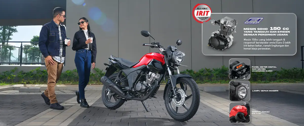Tampilan depan Honda CB150 Verza warna Matte Black
